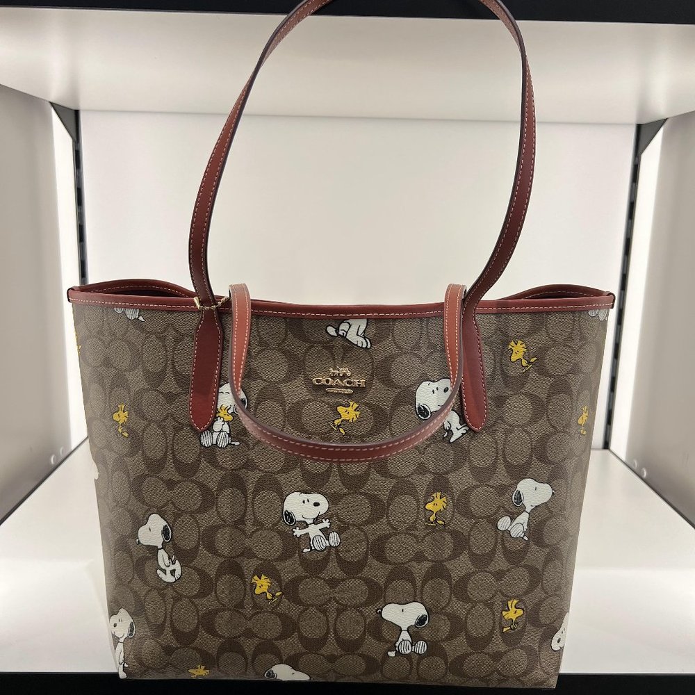 Coach Brown Snoopy Tote Bag